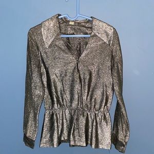 Vintage Silver Metallic Blouse - S/M